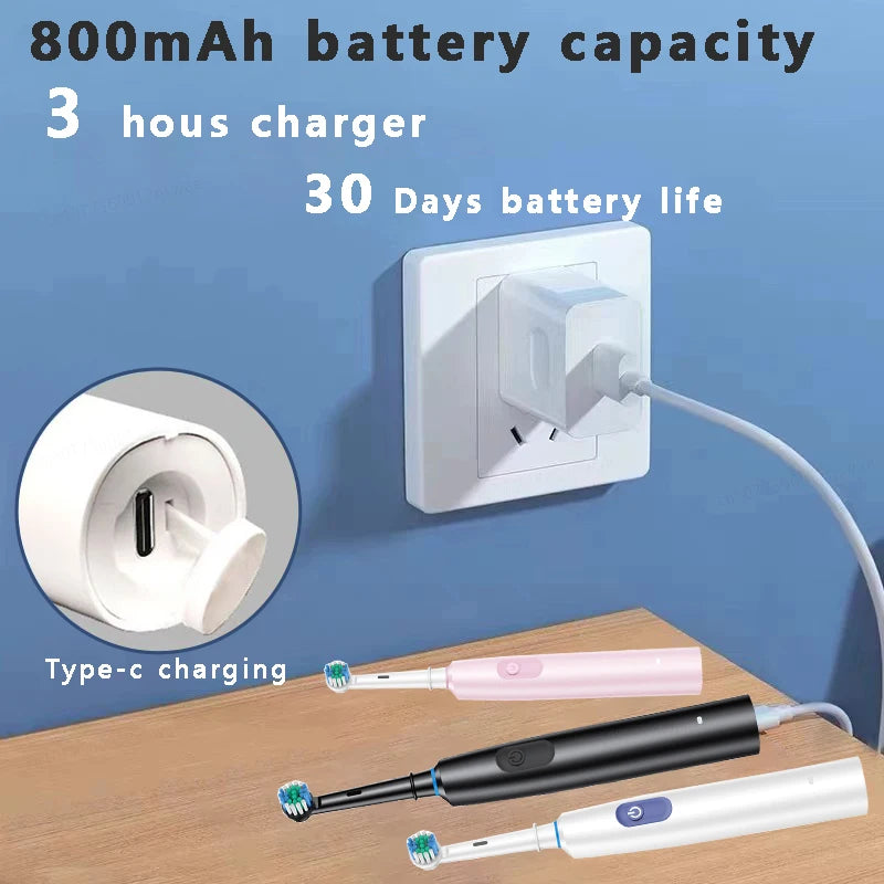 Electric Toothbrush with Rotary Cleaning & Timer