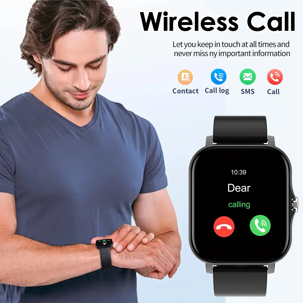 Smartwatch with Bluetooth Call – Music & Fitness Tracker