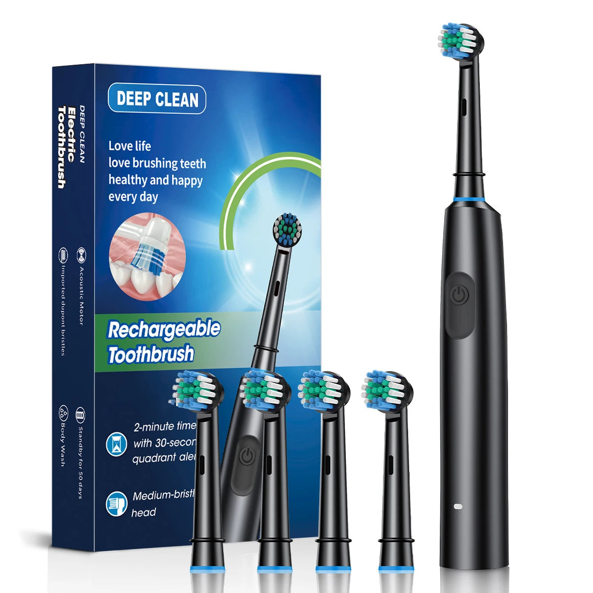 Electric Toothbrush with Rotary Cleaning & Timer