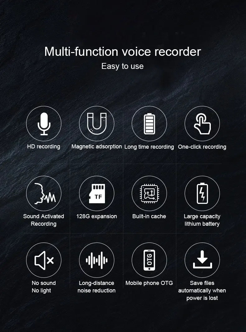 2500mAh Magnetic Voice Activated Recorder