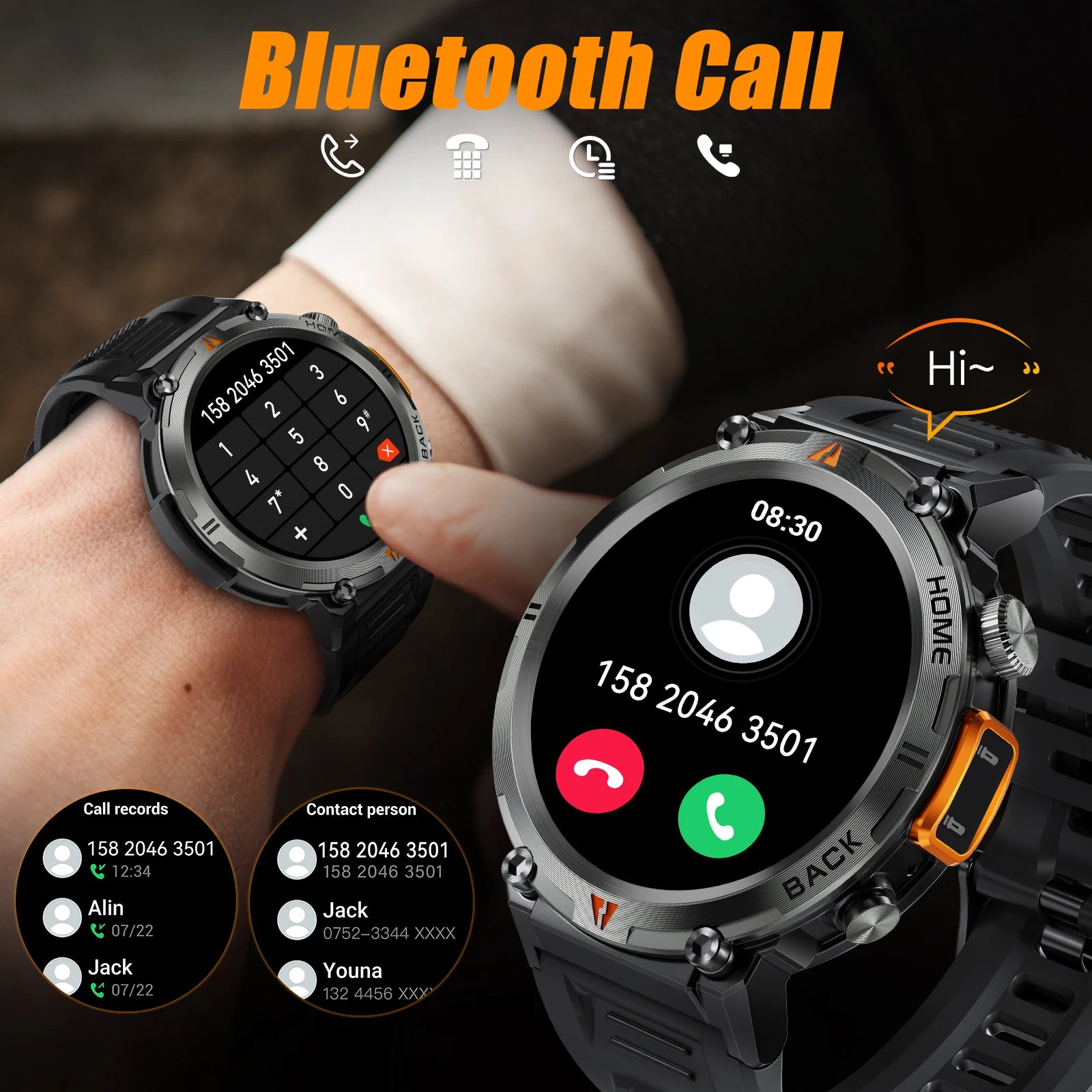EIGIIS KE3 Bluetooth Call Smart Watch with Flashlight